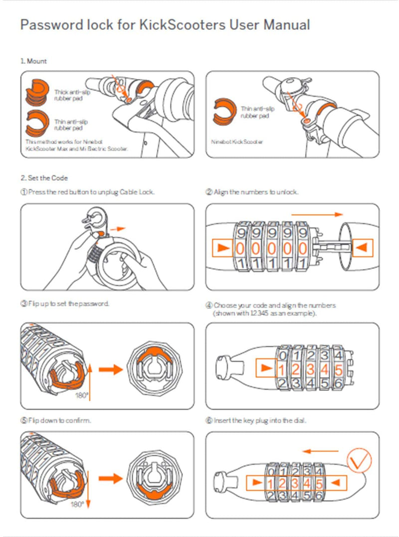 5-Digit Combination Cable Lock for Bikes